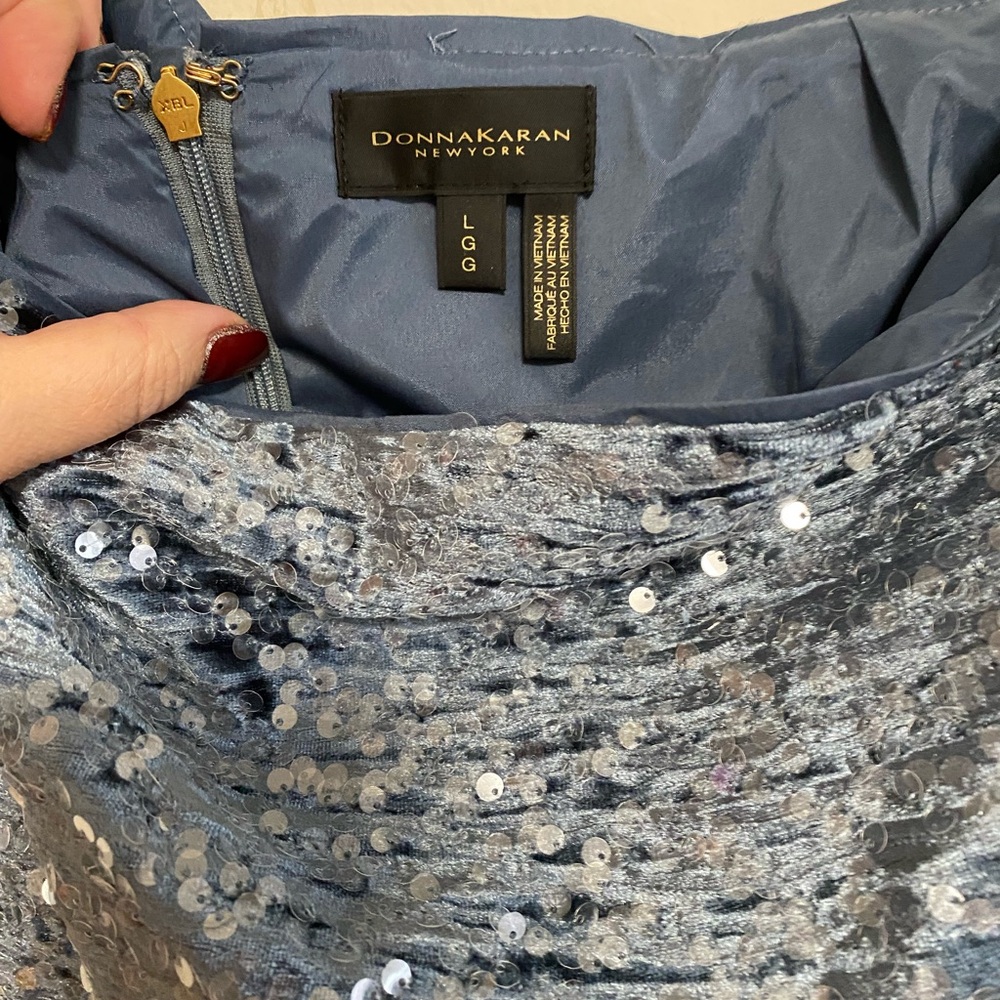 Donna Karan Metallic Gunmetal Sequined Skirt
